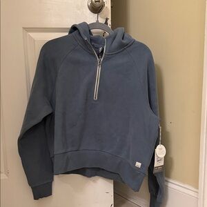 Vuori restore half zip hoodie in smoke blue size large